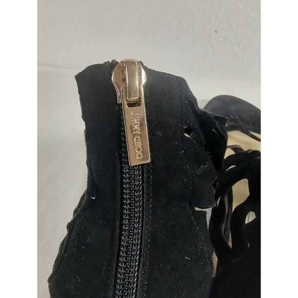 Jimmy Choo London Womens Black Suede Gladiator Sandals Made in Italy Size 39 1/2 - Picture 6 of 12